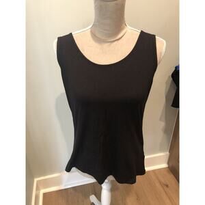 Talbots Stretch Weekend Tank Top L Petite Black Fitted Scoop Neck